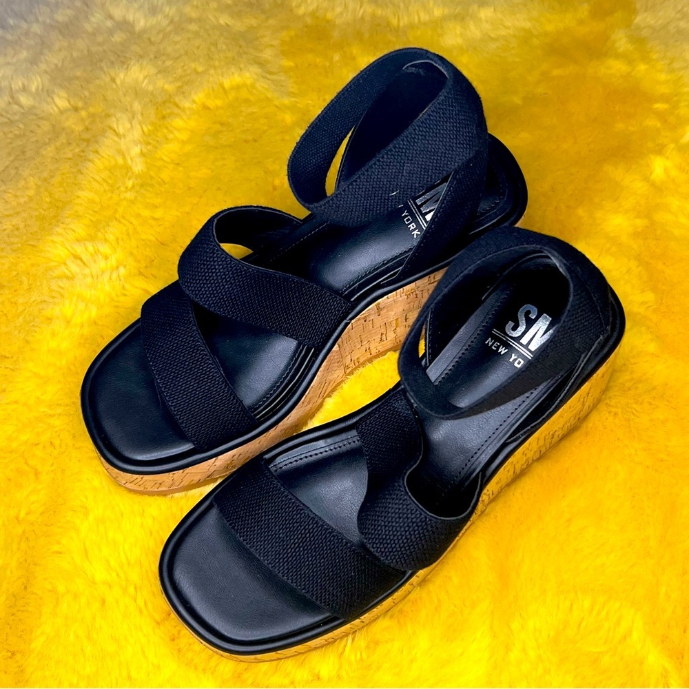 Black wedge platform sandals size 6.5